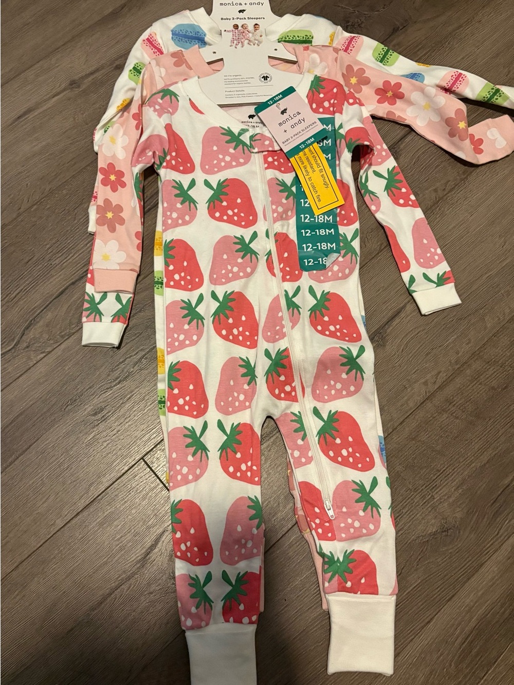 Baby Monica + Andy 3PK Cotton Sleepers Size 12-18M